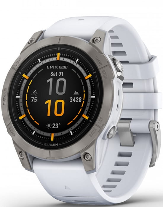 Garmin Garmin Epix Pro (Gen 2) Sapphire Edition 010-02803-21  010-02803-21 электронные мужские часы  циферблат, браслет силикон — вид спереди